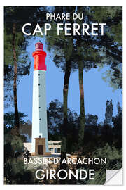 Wandsticker Leuchtturm Cap Ferret, Gironde, Frankreich