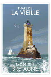 Wandbild Alter Leuchtturm, Raz de Sein, Bretagne, Frankreich - Roger O’Reilly