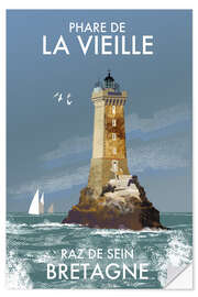 Wandsticker Alter Leuchtturm, Raz de Sein, Bretagne, Frankreich