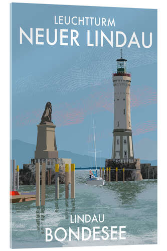 Acrylglasbild Leuchtturm Neuer Lindau, Bondesee, Deutschland
