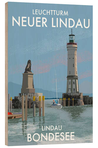 Holzbild Leuchtturm Neuer Lindau, Bondesee, Deutschland