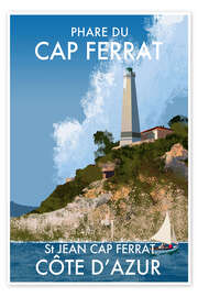 Wandbild Leuchtturm von Cap Ferrat, St. Jean, Côte d'Azur - Roger O’Reilly