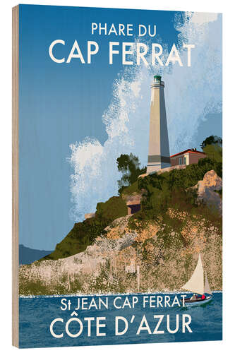 Holzbild Leuchtturm von Cap Ferrat, St. Jean, Côte d'Azur