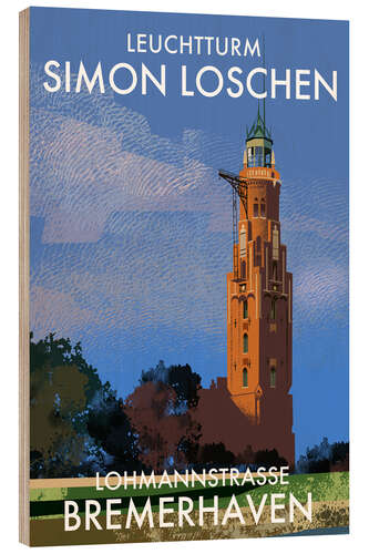 Tableau en bois Simon Loschen Lighthouse, Bremerhaven, Germany