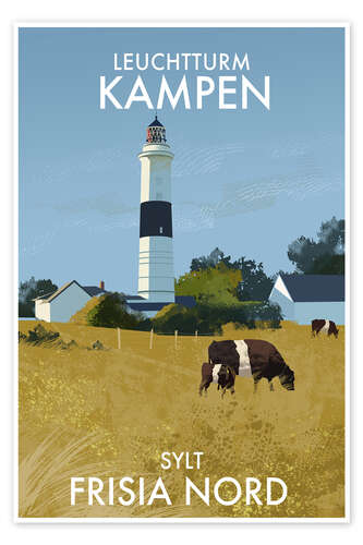 Poster Kampen Lighthouse, Sylt, Fresia Nord, Germany