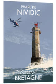 Tableau en verre acrylique Phare de Nividic, Ouessant, Bretagne, France - Roger O’Reilly
