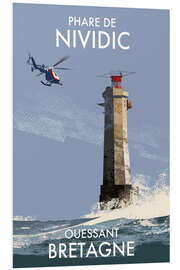 Hartschaumbild Phare de Nividic, Ouessant, Bretagne, Frankreich