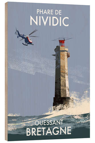 Holzbild Phare de Nividic, Ouessant, Bretagne, Frankreich