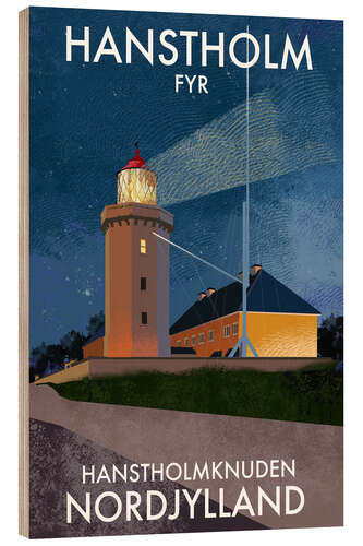 Tableau en bois Handstholm Lighthouse, North Jutland, Denmark