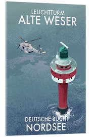 Tableau en verre acrylique Alte Weser Lighthouse, German Bight, North Sea, Germany - Roger O’Reilly
