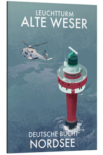 Aluminium print Alte Weser Lighthouse, German Bight, North Sea, Germany