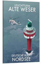 Aluminium print Alte Weser Lighthouse, German Bight, North Sea, Germany - Roger O’Reilly