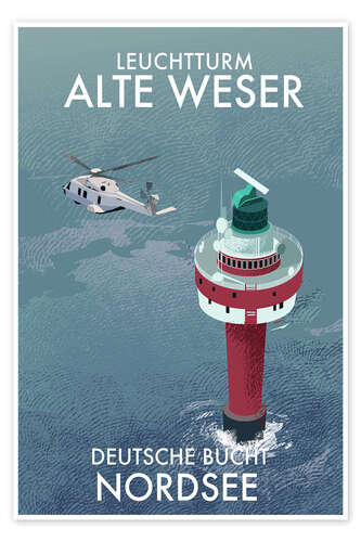 Póster Alte Weser Lighthouse, German Bight, North Sea, Germany