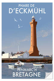 Wandsticker Leuchtturm Eckmühl, Penmarc'h, Bretagne, Frankreich