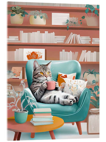 Acrylglas print Cat and coffee