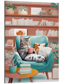 Obraz na aluminium Cat and coffee - nobelart