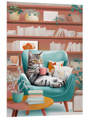 Hartschaumbild Katze und Kaffee