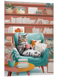 Hartschaumbild Katze und Kaffee - nobelart