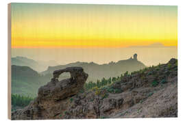 Holzbild Blick auf den Pico de las Nieves auf Gran Canaria - Michael Valjak