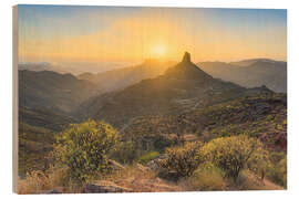 Wood print Roque Bentayga on Gran Canaria - Michael Valjak