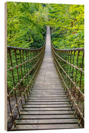 Holzbild Hängebrücke aus Holz führt duch einen Buchenwald II - Jan Wehnert