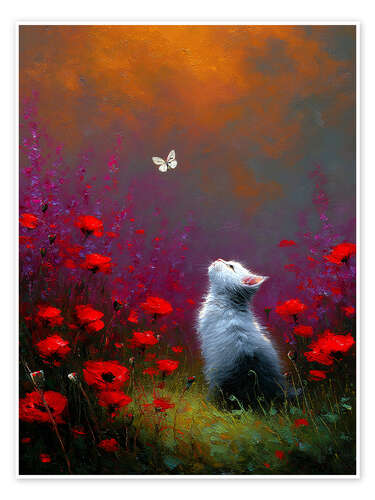 Poster Der weiße Schmetterling