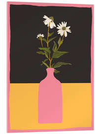 Acrylglasbild Gänseblümchen in rosa Vase