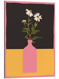 Alubild Gänseblümchen in rosa Vase