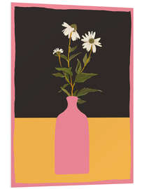 Hartschaumbild Gänseblümchen in rosa Vase