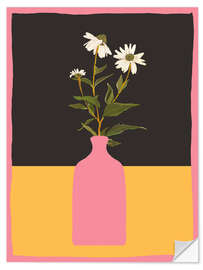 Wandsticker Gänseblümchen in rosa Vase