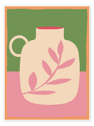 Plakat Vase with Pink Leaf