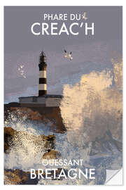 Wandsticker Creac'h Leuchtturm, Bretagne, Frankreich