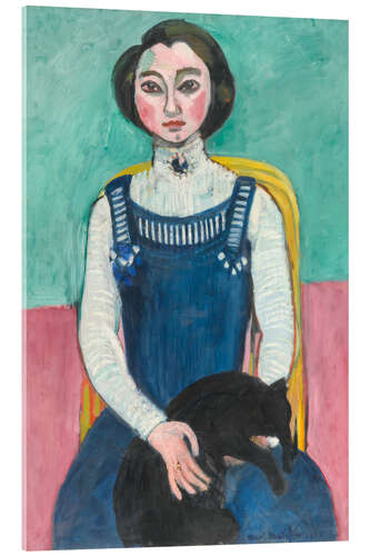 Acrylic print Marguerite with black cat