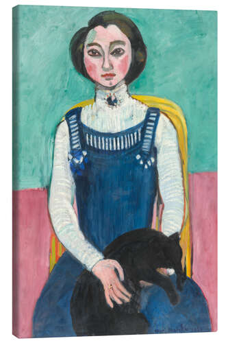 Leinwandbild Marguerite mit schwarzer Katze