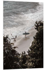 Hartschaumbild Surfer mit Surfbrett am Strand