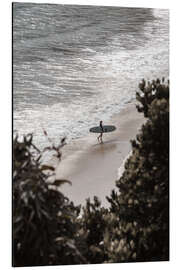 Magnettafel Surfer mit Surfbrett am Strand