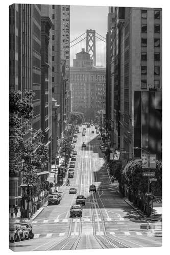 Tableau sur toile California Street and Bay Bridge, San Francisco
