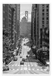 Poster California Street and Bay Bridge, San Francisco - Matteo Colombo