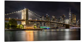 Stampa su alluminio Brooklyn Bridge and Manhattan Skyline - Melanie Viola