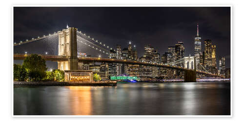 Poster Brooklyn Bridge und Manhattan Skyline
