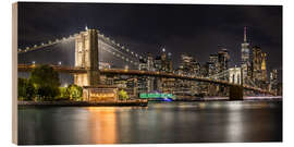 Tableau en bois Brooklyn Bridge and Manhattan Skyline - Melanie Viola