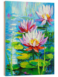 Wood print Water Lilies