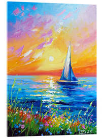 Acrylglasbild Morgendämmerung und Segelboot - Olha Darchuk