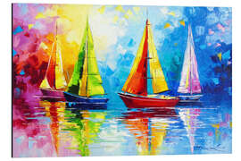 Alumiinitaulu Sailboats in the rainbow dawn - Olha Darchuk