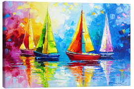 Obraz na płótnie Sailboats in the rainbow dawn - Olha Darchuk