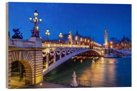 Holzbild Seinebrücke Pont Royal am Abend, Paris - Christian Müringer