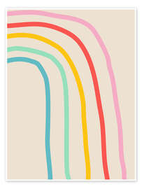 Poster Abstract Pastel Rainbow - apricot and birch