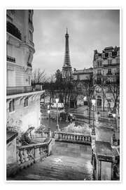 Poster Staircase and Eiffel Tower, Paris, France - Matteo Colombo