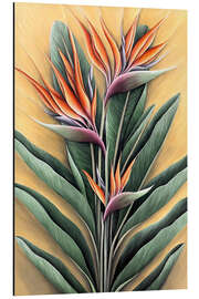 Alubild Orangefarbene Blüten der Strelitzie - Maria Tuzhilkina