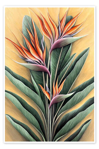 Poster Orange flowers of the Strelitzia